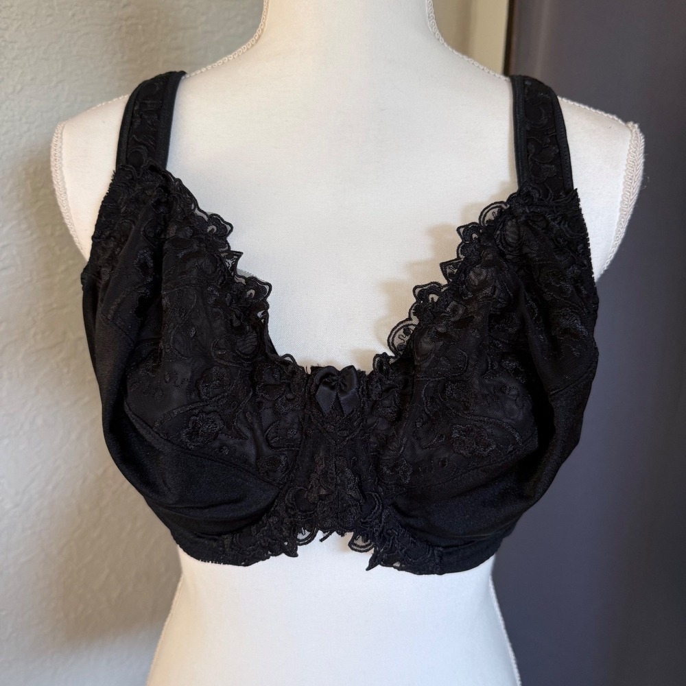 Telimusssto Black Floral Lace Underwire Bra 42DD‎  NWT